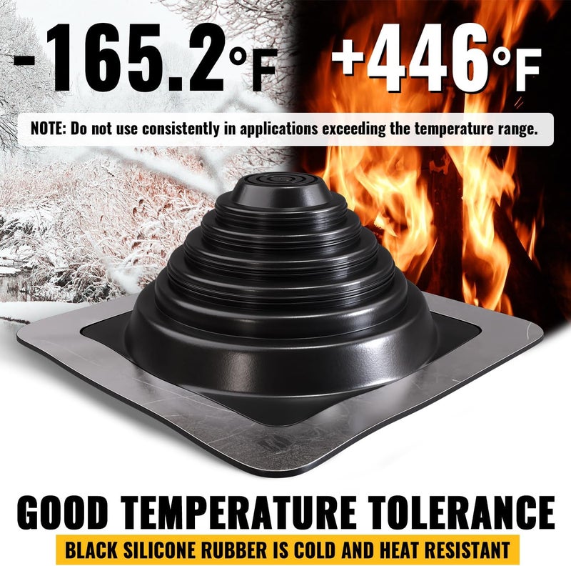 VIVIDA #3 Metal Roof Pipe Flashing, Metal Roofing Pipe Boot Kit, High Temp Silicone Vent Boot, for Tube OD 1/4" to 5", Square Base, Screws & Hex Socket Included, 1 Pack - Image 5